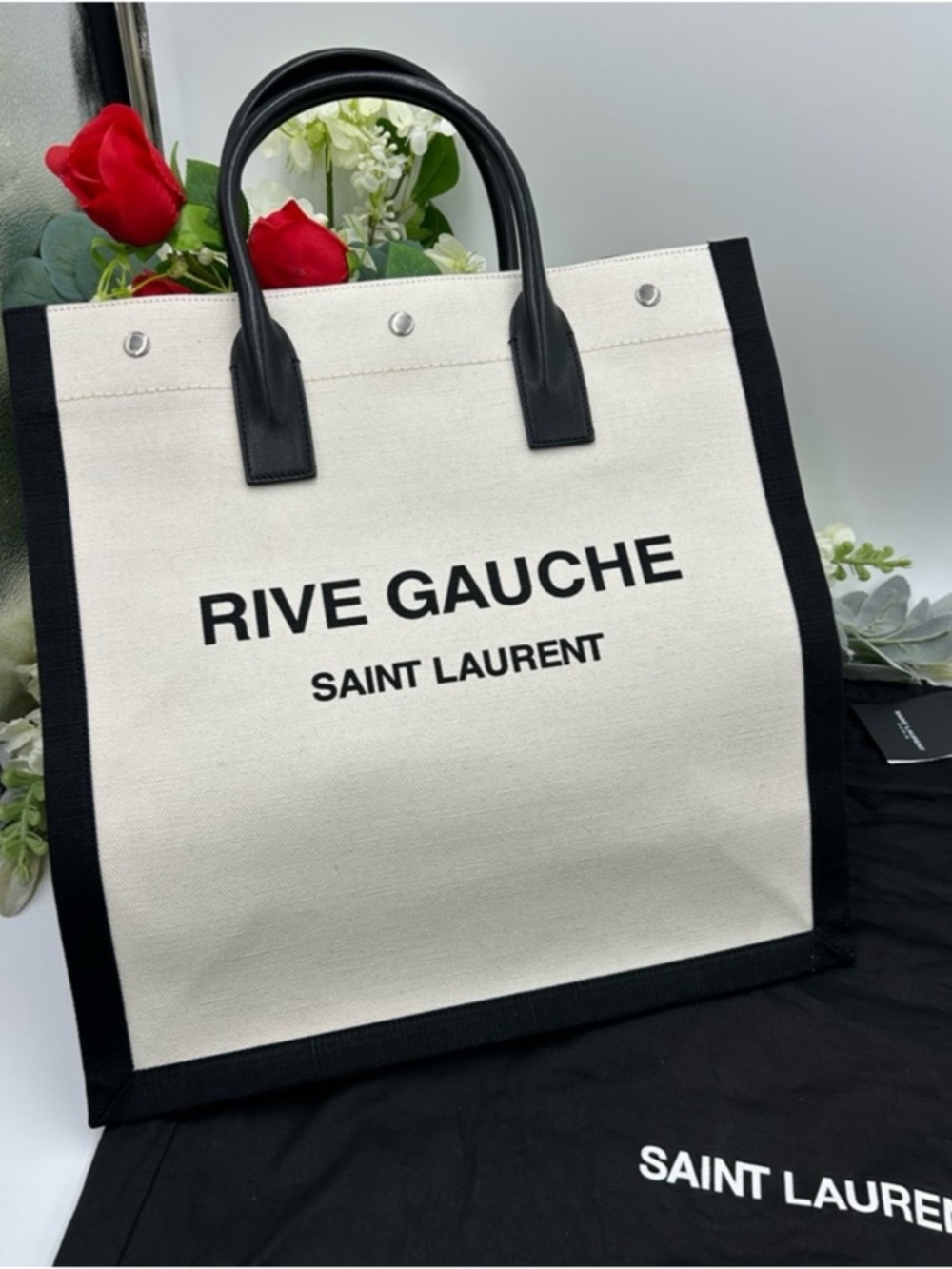 Saint Laurent RIVE GAUCHE canvas/leathertote bag made in
Italy NWT - Picture 2 of 10